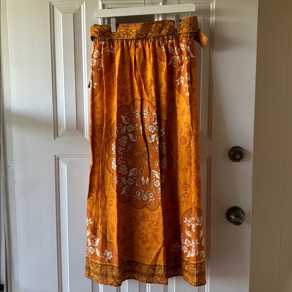 NEW W TAGS Sz SM Rachel Zoe Orange and Brown Patterned Long Length Skirt - Picture 1 of 8